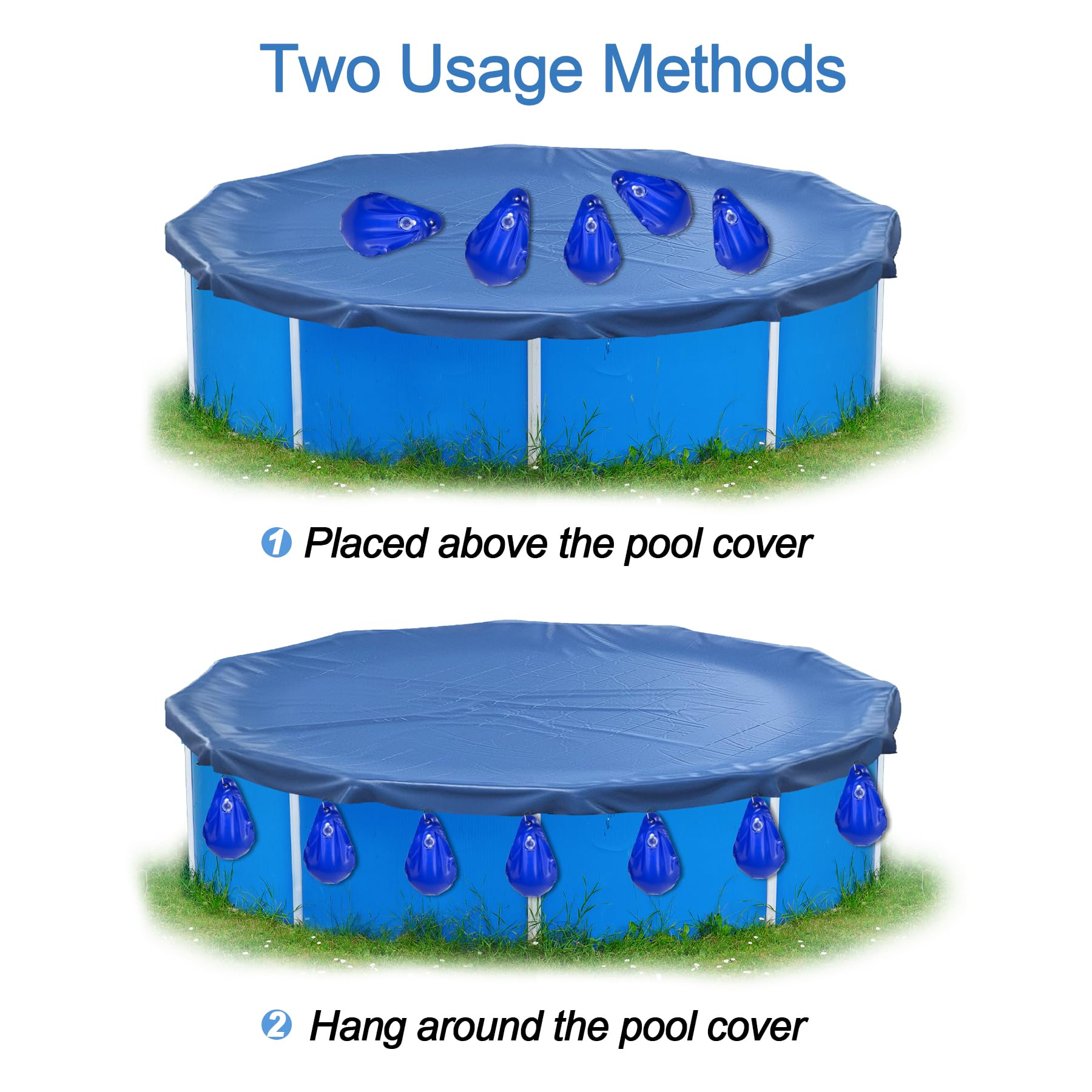 TZEKING Poolabdeckung Gewichte Wassersack,12PCS Pool-Wasserbeutel,Pool Beschwerungssack,Winter Pool Abdeckplane Beschwerungssack,Pool Wandtaschen,Schwimmbadabdeckung Hängende Tasche,für Poolabdeckung