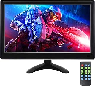 12 inch security monitor,1920×1080 FHD small tv with USB/HDMI/VGA/AV/BNC Input, pc monitor Remote Control, Built-in Speaker,1080p IPS MiNi computer monitor for Home Security raspberry pi STB DVR NVR