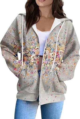 Zip Up Hoodie Women Casual Oversized Sweatshirts - Fall Fashion Fleece Lined Jacket - Thick Warm Coat Winter Clothing