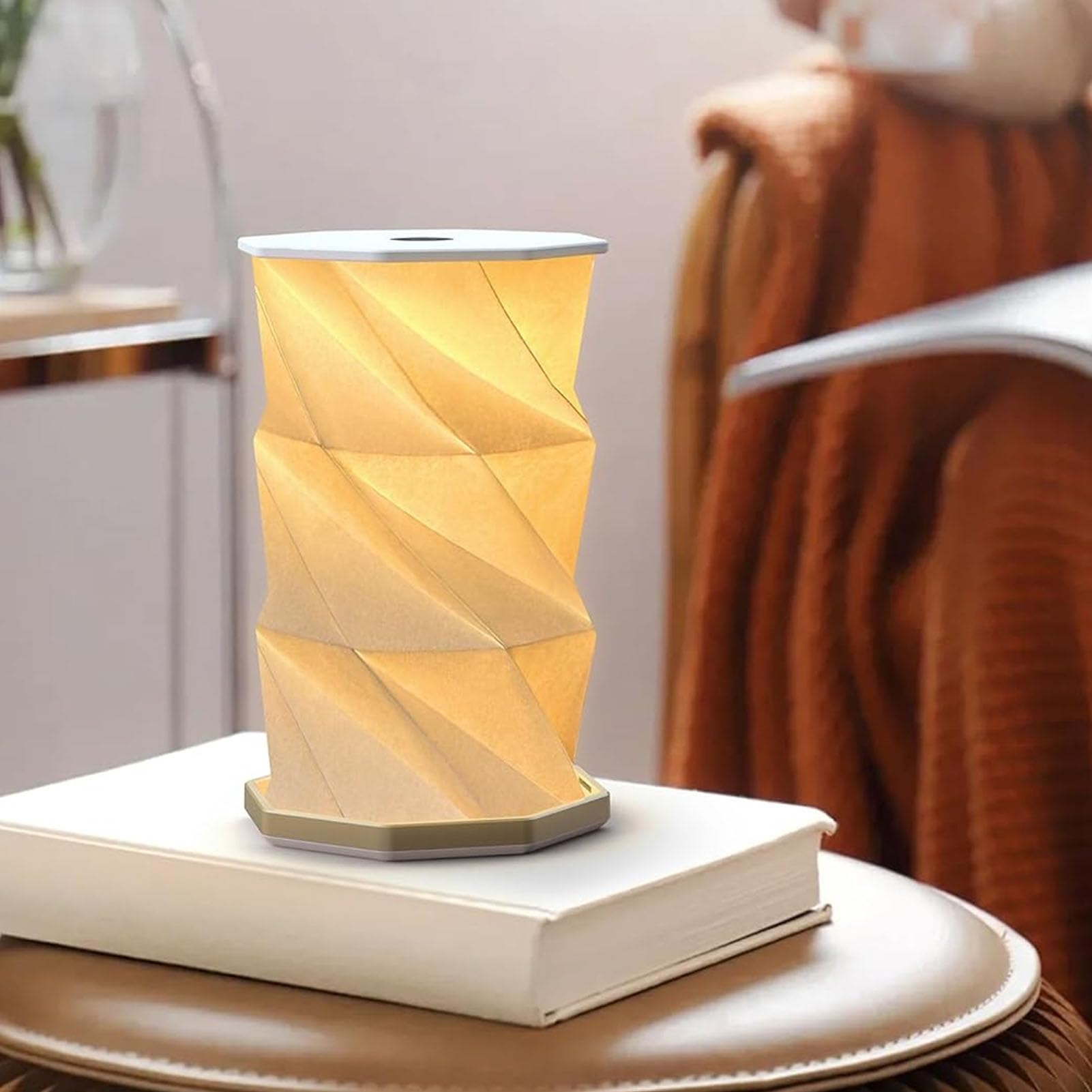Faltbare LED Buchlampe, Magnetverschluss, Origami Design, Dreifarbiges Touch Control Licht, Wiederaufladbar über USB, Lange Akkulaufzeit