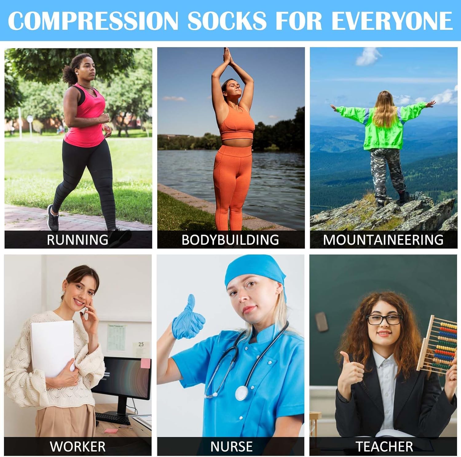 Open Toe Compression Socks for Women 3 pairs Toeless Sock Wide Calf Knee High Support Sock - Image 7