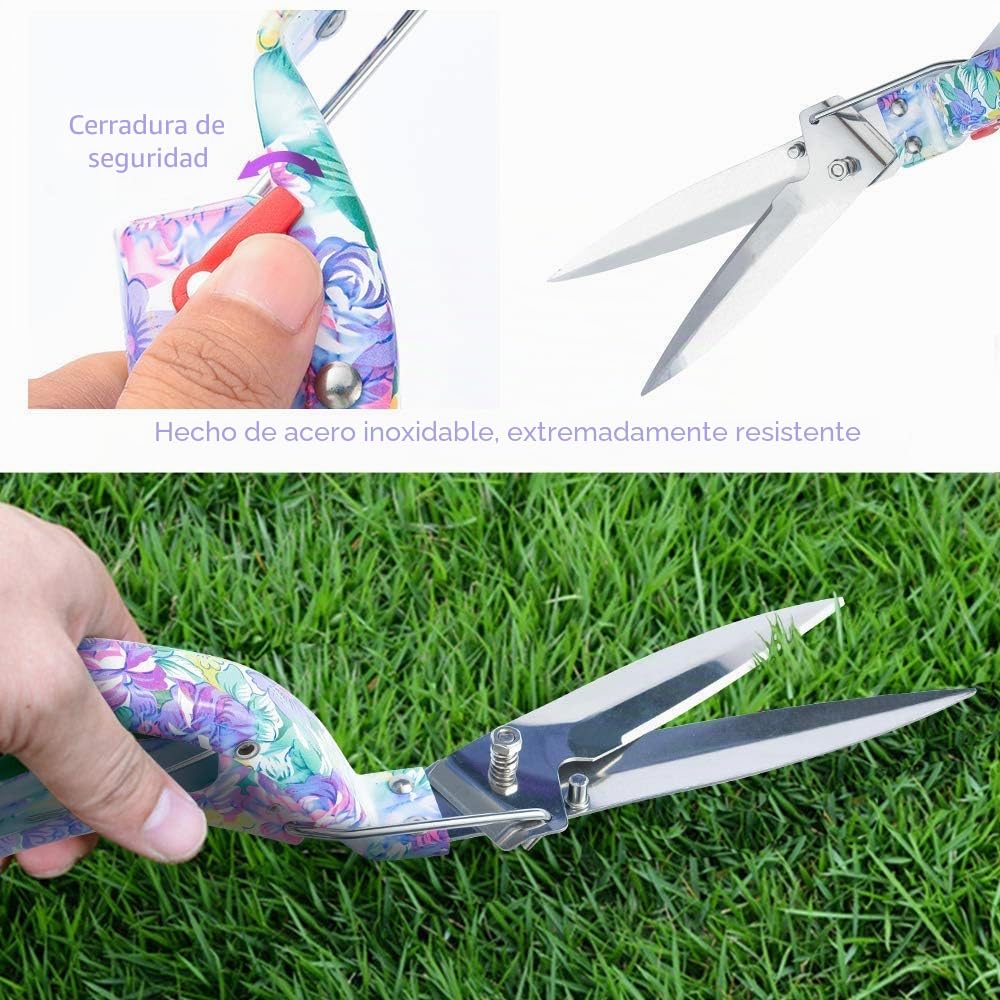 Kit Herramientas de Jardín, 11 Piezas Set, Regalos de Jardinería Juego, Mango Ergonómico, Paleta, Rastrillo, Palas, Podadora, Tijeras, Rociador, Guantes, con Estuche de Transporte
