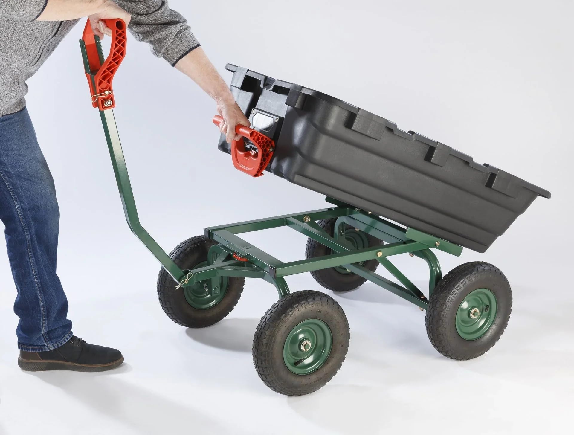 Garten Transportwagen GMGW350 350 kg Tragkraft kippbar breiter Radstand luftbereifte Räder Einhand-Kippfunktion Maße 101x70x52 cm ideal Garten Landwirtschaft