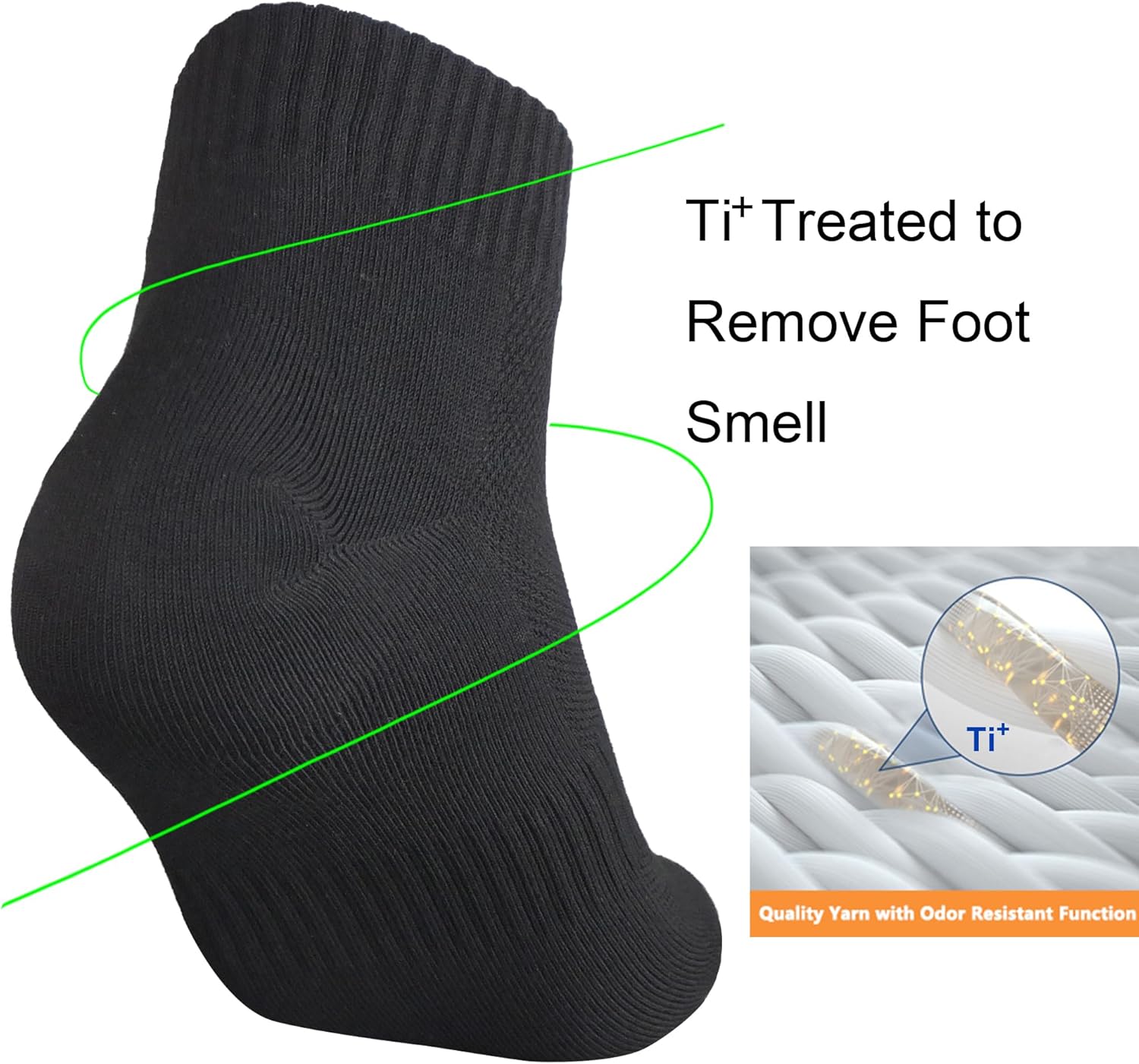 Mens Titanium Anti Odor Sweat Resistant Seamless Blister Proof Breathable Cotton Athletic Ankle Socks,Size 7-12 - Image 4