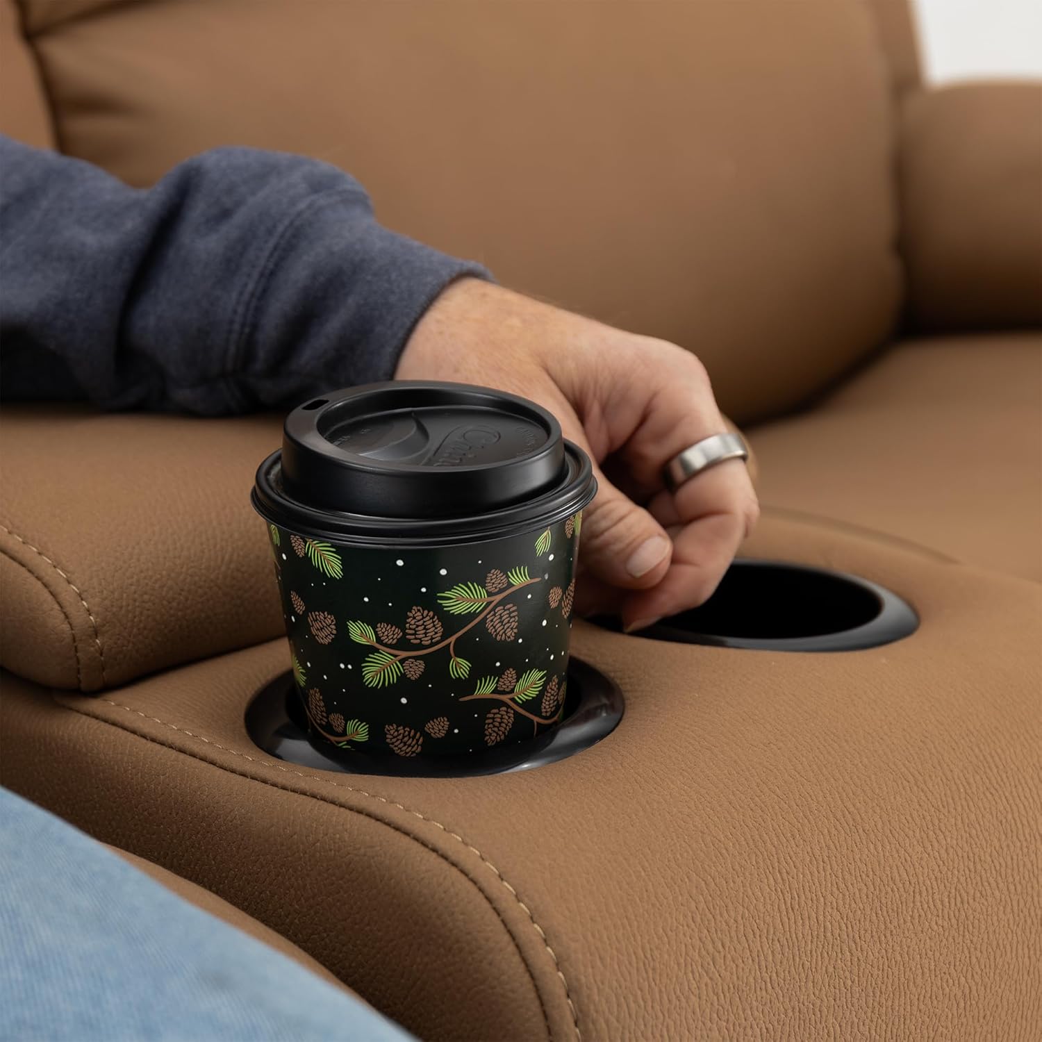 68" Wall Hugger Reclining | RV Theater Seats | Double Recliner RV Sofa & Console | RV Couch | RV Theater Seating | RV Furniture (Manual, Sand)