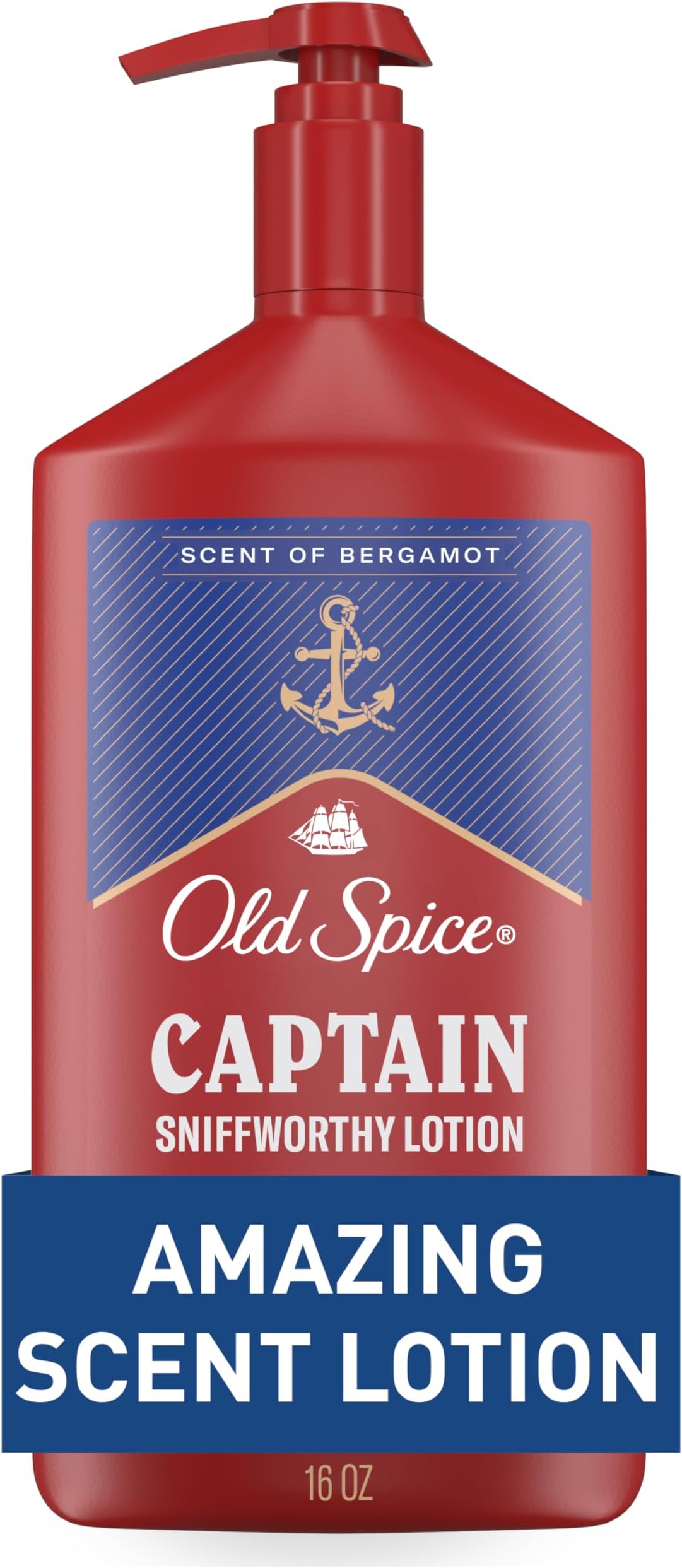Hand, Face & Body Lotion for Men, 24/7 Lightweight Moisturization with Amazing Scent, Instant Absorption, For All Skin Types, Captain with Bergamot Scent, 16 oz