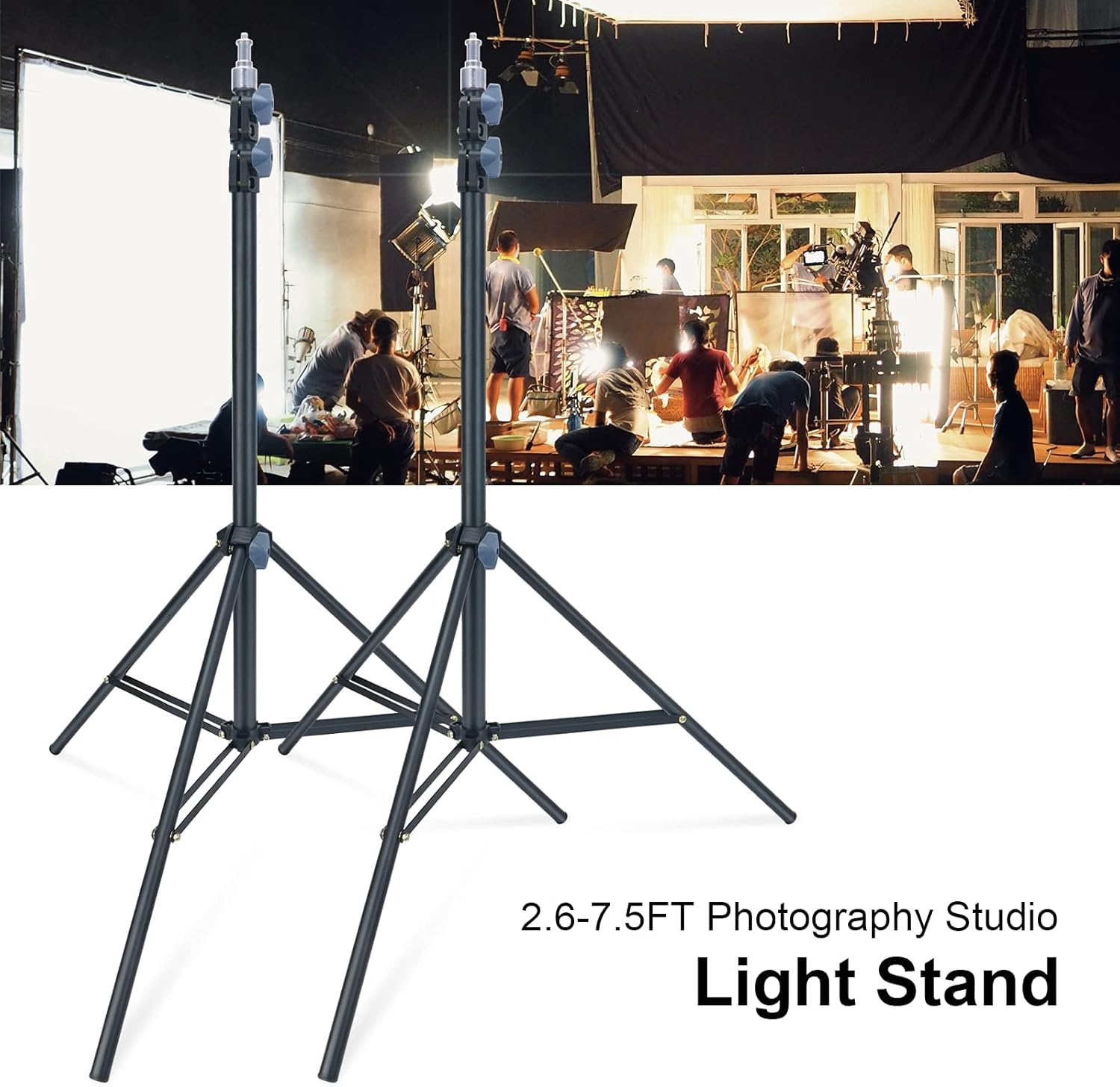 LINCO Lincostore Zenith 7 feet/225cm Photo Studio Light Stands Set of Two with Photography Studio AC Fire-Resistant Socket E26/E27 Mini Cirrus for Umbrella Head softbox Head