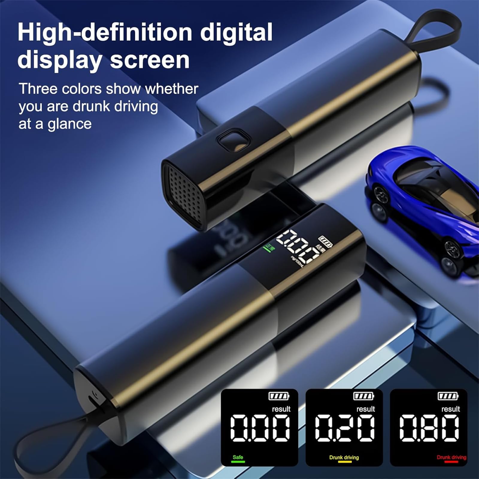 ERICAT Detector De Alcohol Digital, Alcoholímetro De Alta Precisión, Indicación De 3 Colores Y Respuesta Rápida, Apagado Automático Y No Requiere Contacto con La Boquilla, para Muchas Ocasiones