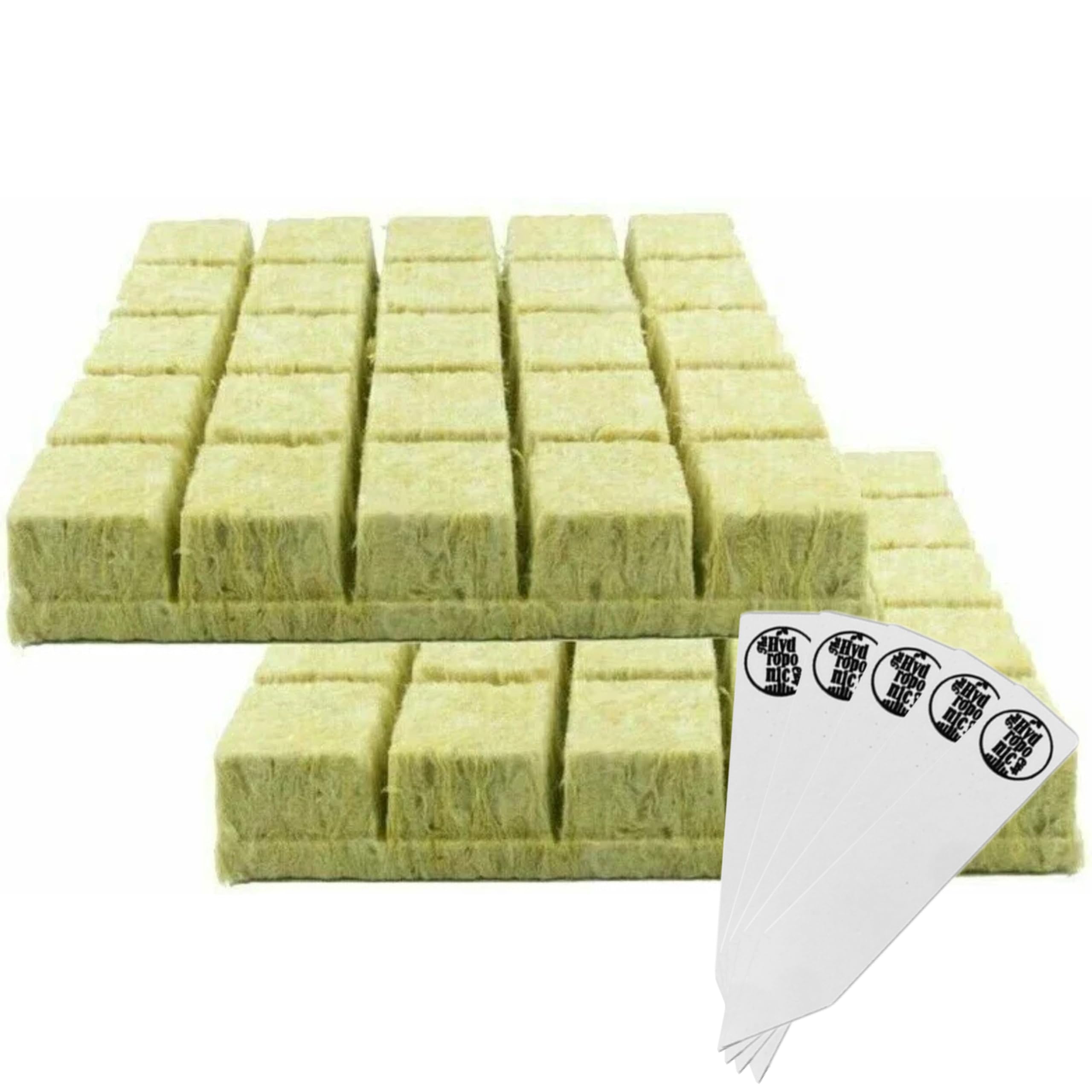 Grodan A-Ok - Tapones para Arranque de Lana de Piedra, hidropónicos, Cubos de Medios de Cultivo + Tabla de Dos Canarios