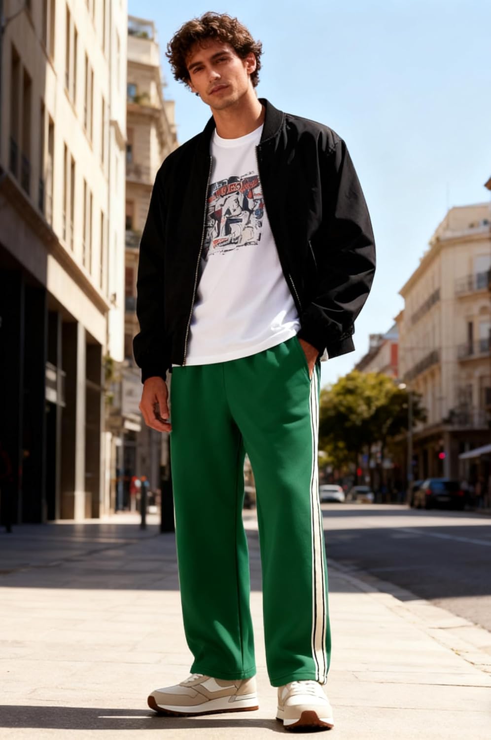 Men's Baggy Sweatpants Straight Leg Open Bottom Joggers Casual Lightweight Athletic Pants with Pockets - Image 3