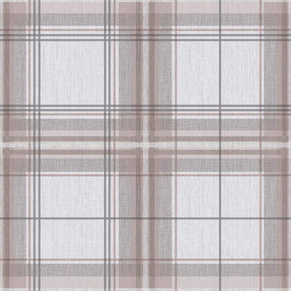 Yöl Taupe,Grey Plaid Check Tartan Wallpaper Chequed Woven Linen Effect Taupe Grey From