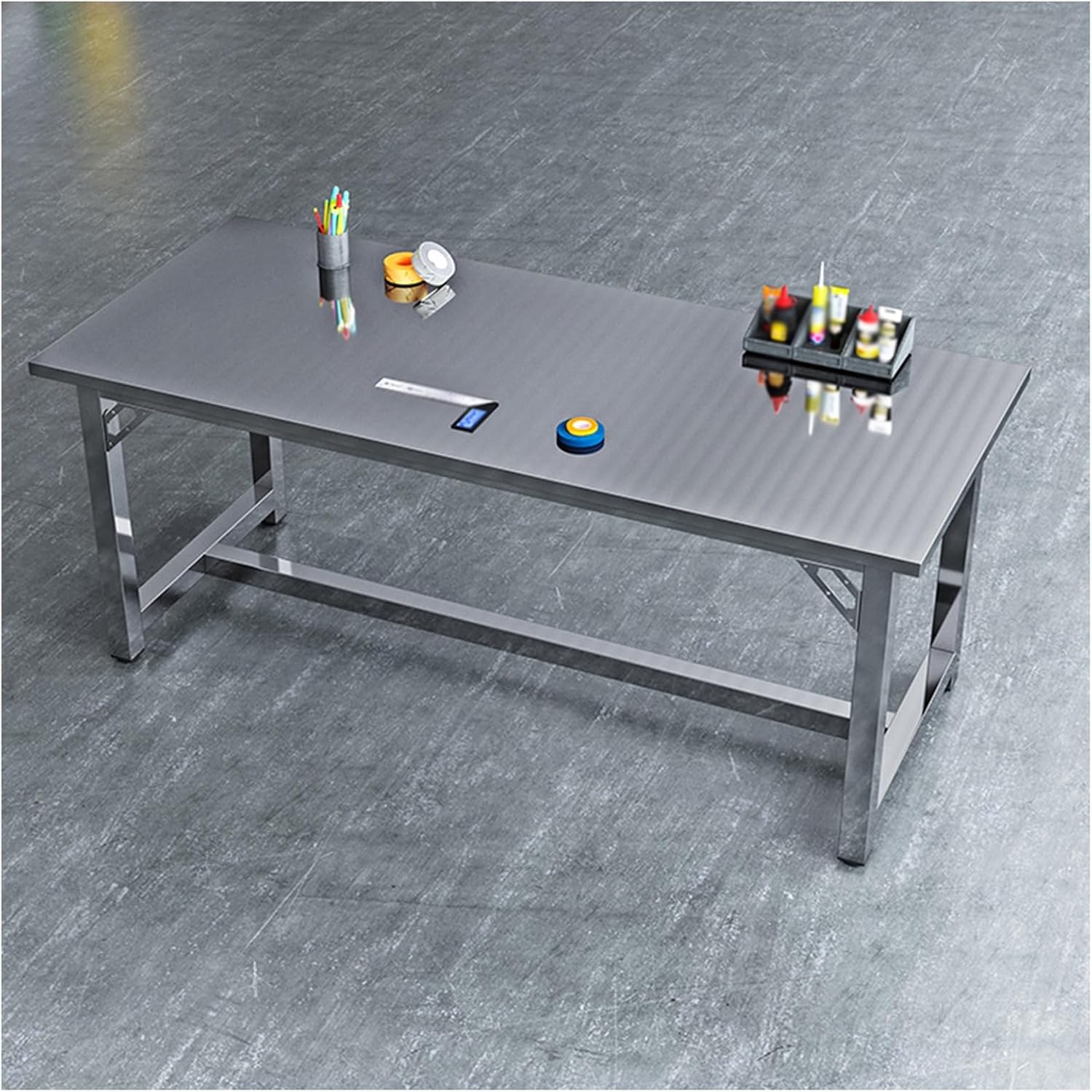 Stainless Steel Table Factory Workbench-Warehouse Packing Tables Thickened Column Bottom Beam Reinforced Non-Slip Adjustable Feet