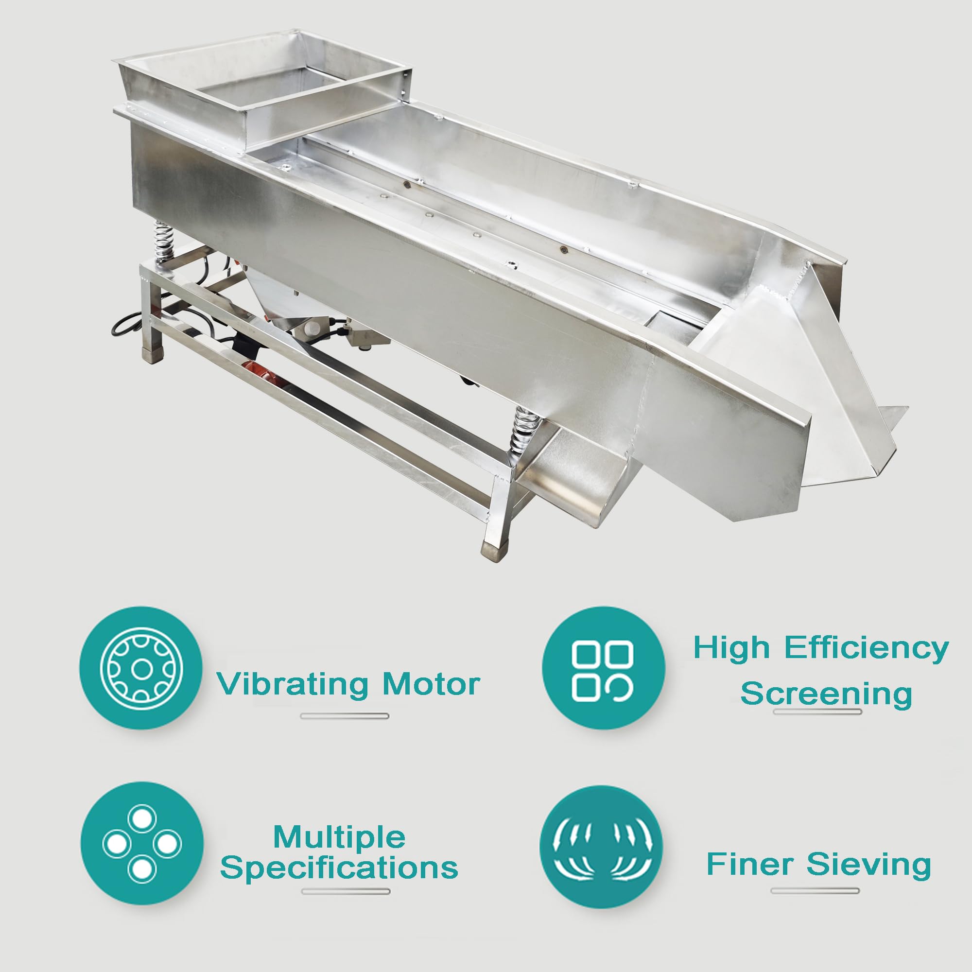 HQHAOTWU Linear Vibrating Screen Machine Body for JG40-95 Series Stainless Steel Vibrating Sieve Double Layers with Two Motors 110V