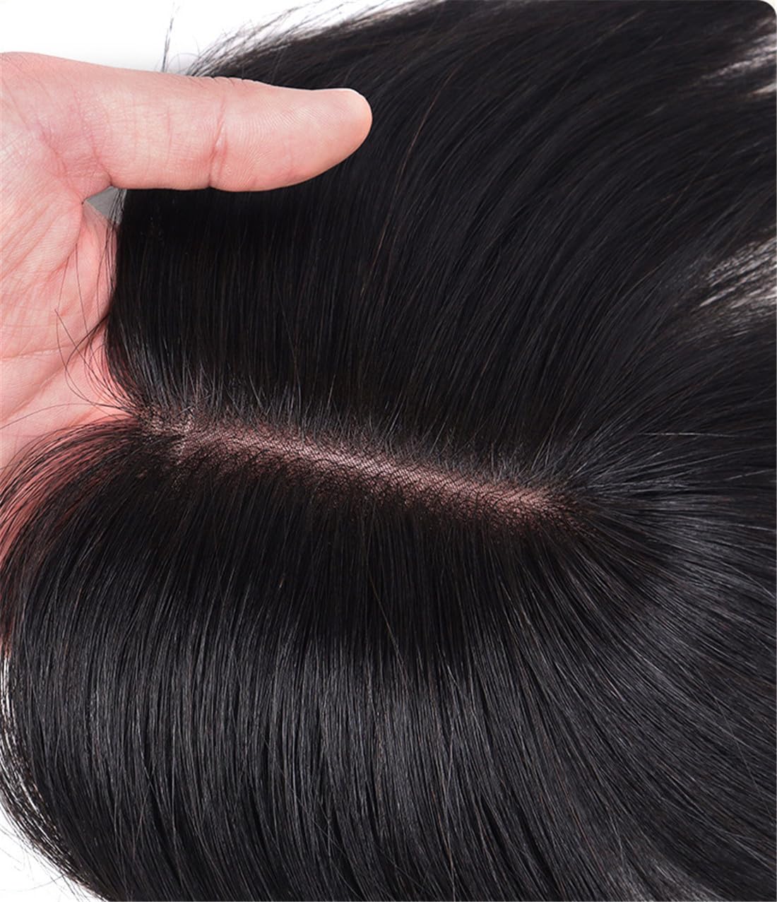5"x5" Mono Base Hair Toppers, Hand Tied Human Hair Topper with Clips, Straight Hair Crown Extension for Women with Thinning Hair (Brown, 18inches)