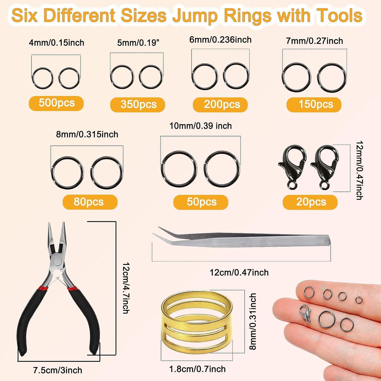 Open Jump Rings Lobster Clasps Supplies for DIY Jewelry Making(Gunmetal) | alloy open jump rings lobster clasps jewelry pliers tweezers jump rings opener
