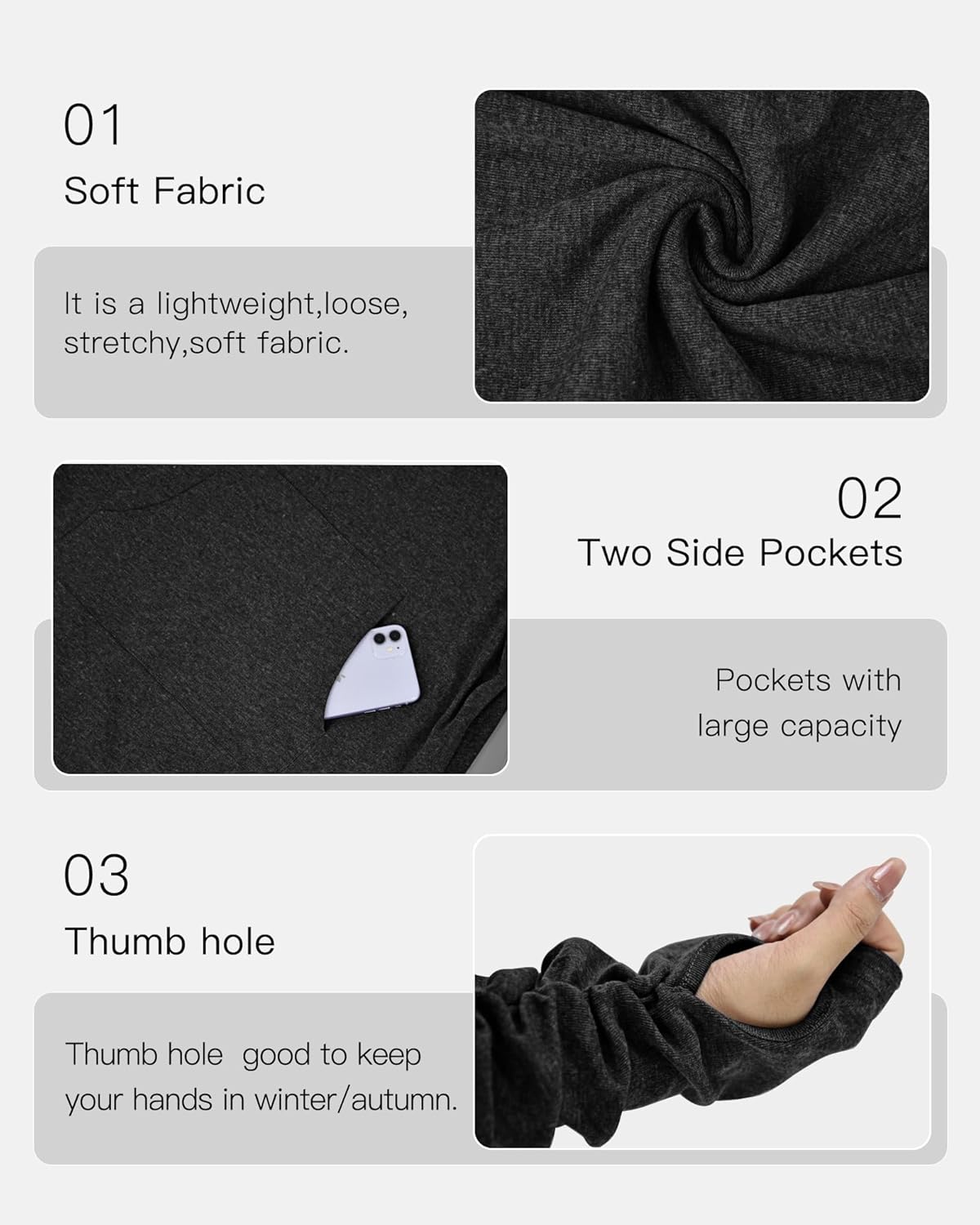 AUSELILY Long Sleeve Drawstrings Hoddie Sweatshirt With Thumb Holes Hoodie for Women - Image 3