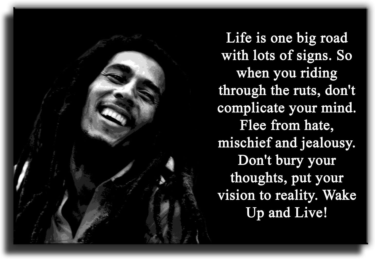 Canvas CultureBob Marley Canvas Art Print Box Framed Picture 1 Black 45 x 30cm
