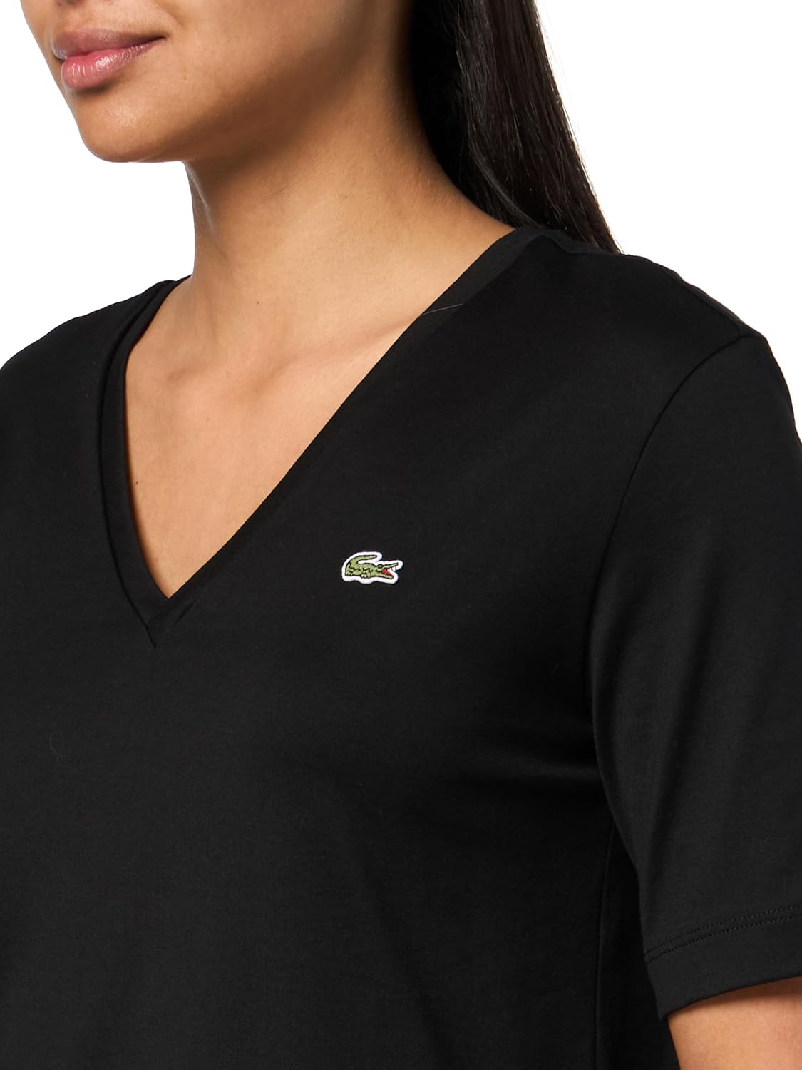 Lacoste Womens Relaxed Fit Soft Cotton V Neck T-Shirt - Image 4