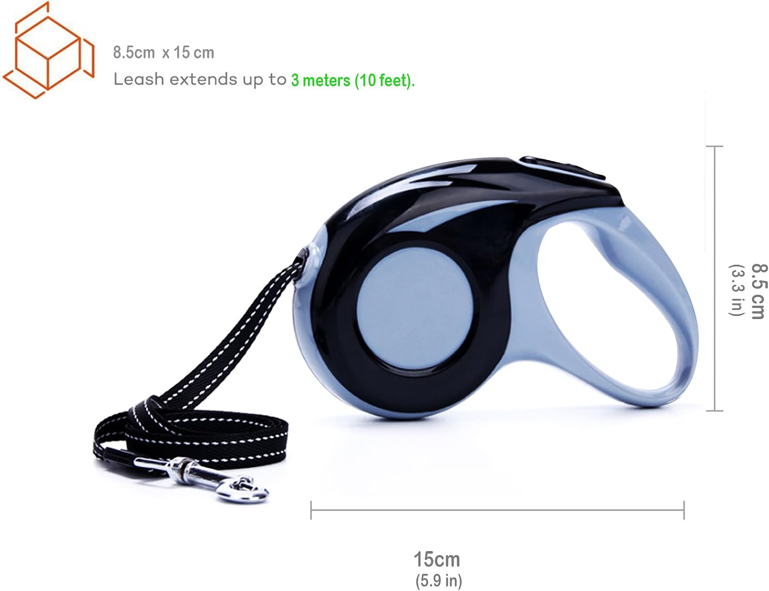 TrustyPaw Retractable Dog Leash - Adjust the Length with Greater Ease than any Other Leash - Top Quality Locking System and ABS Plastic - BONUS Poop Bag Dispenser with Bags Included