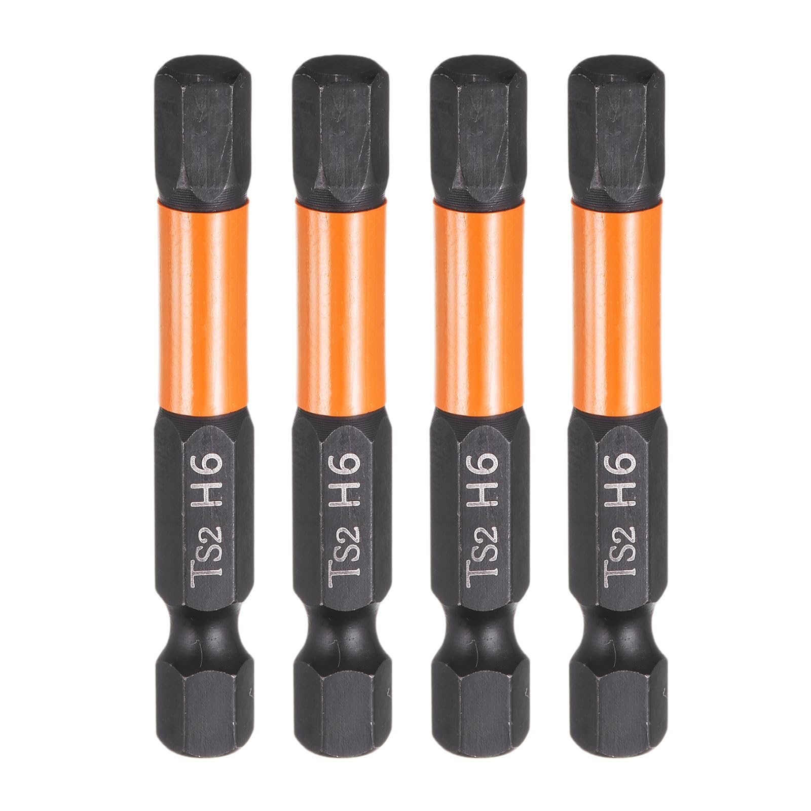sourcing map 4pcs H6 Hex Head Drill Bit Wrench 6mm Metric Flat Tip 1/4" Hex Shank 50mm (2") Long Magnetic Black Phosphate Hexagonal Screw Driver Socket Industrial Screwdriver Power Bits