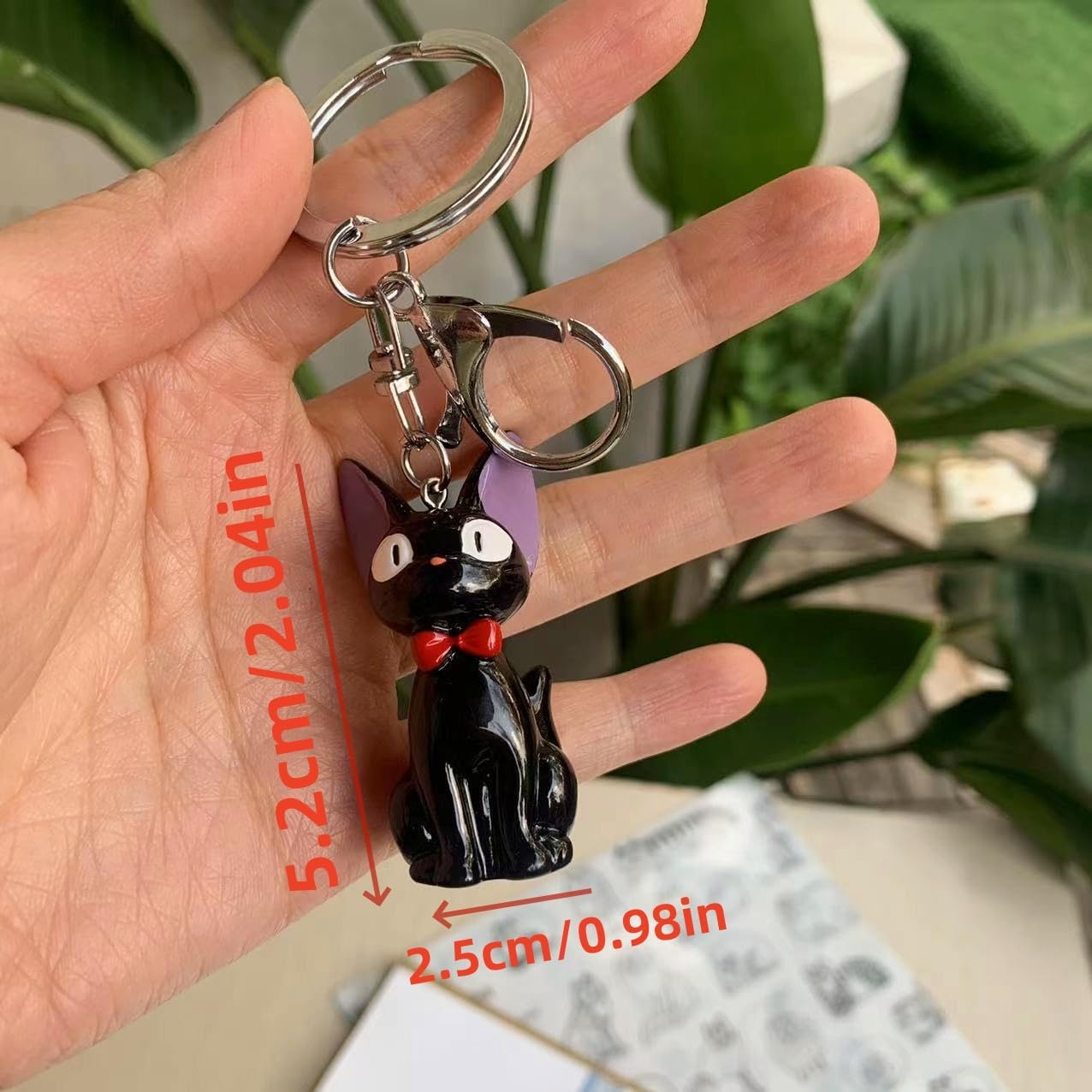 Black Cat Keychain with Bow, Decorative Meow Pendant,Cat Figure Charm Keyrings Cary Key Ring Key Chain for Girls Boys Gift