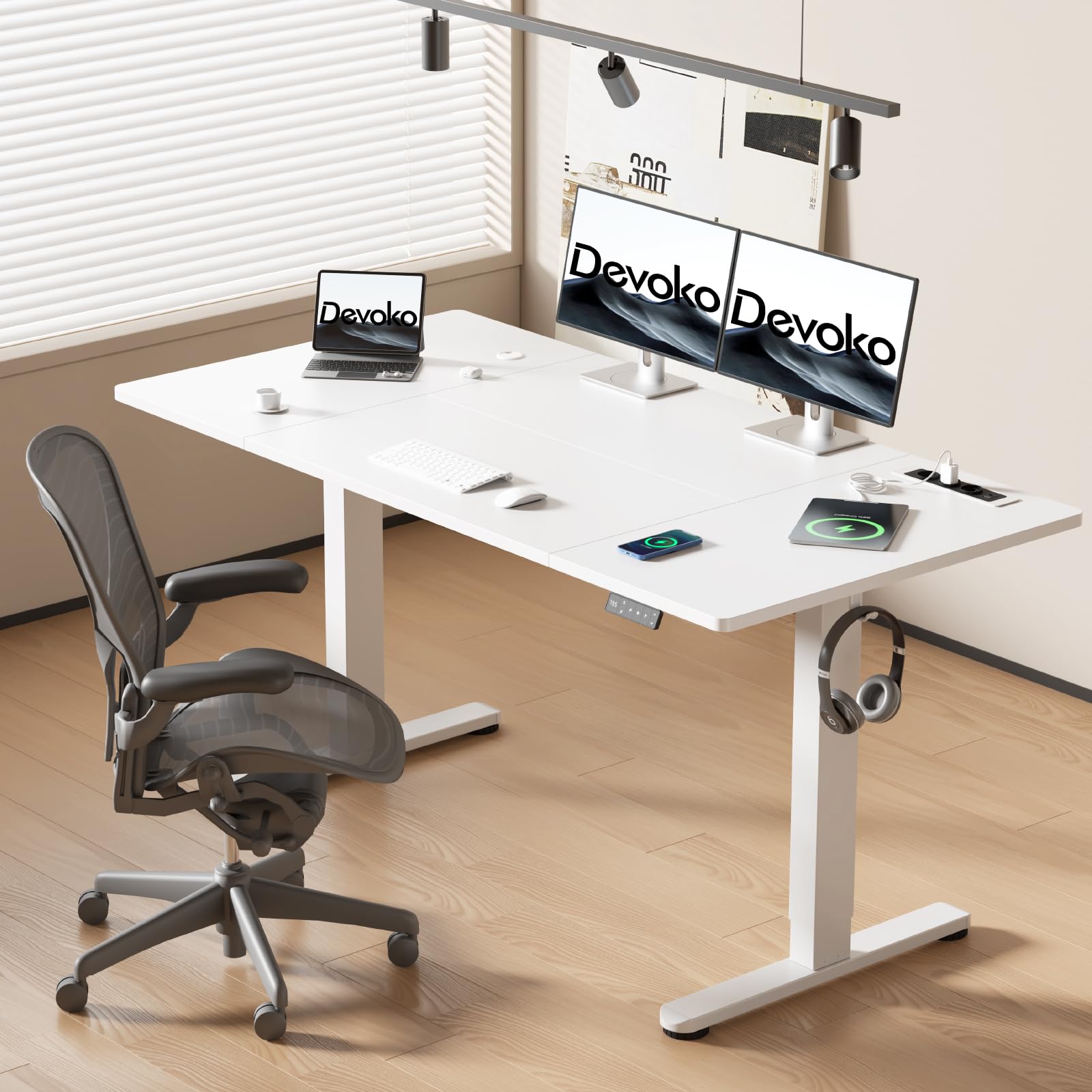 Scrivania Elettrica 160x71 Cm Con Altezza Regolabile E Ruote - Postazione Gaming/Ufficio - 2