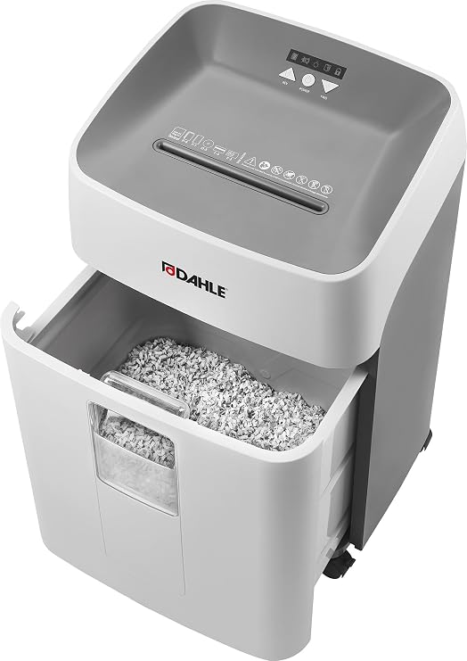 Dahle 52214 Paper Shredder, Cross Cut, P-4 | O-3 Security, German Engineered, Jam Protection, Oil Free, SmartPower, Shreds CDs, 20 Sheet Max, 11 Gal Bin