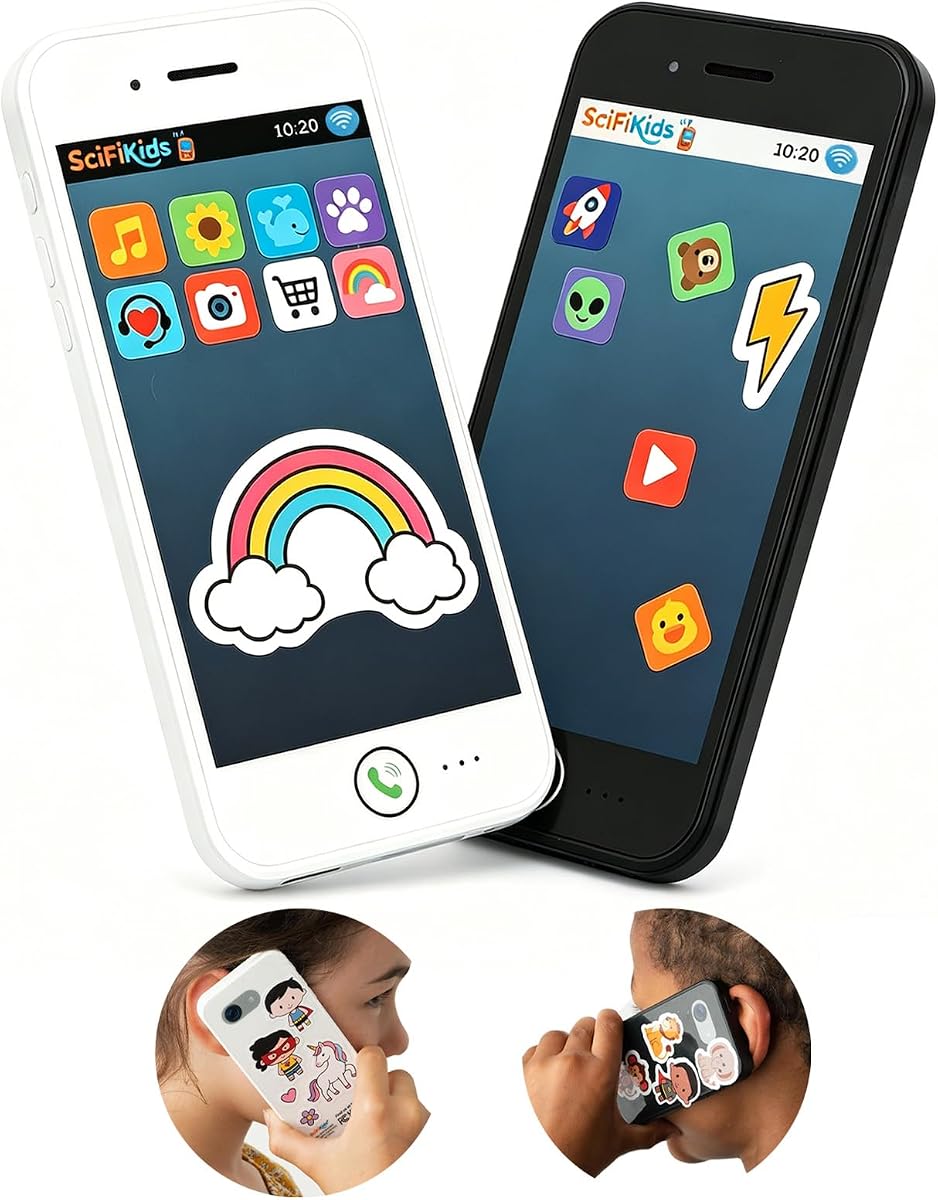 Teléfono de juguete para niños, paquete de 2, teléfonos Walkie Talkie de voz bidireccional recargables, conversación con un solo botón, sonido claro, juguetes de simulación sin pantalla con pegatinas divertidas para niños y niñas, juegos en interiores y exteriores
