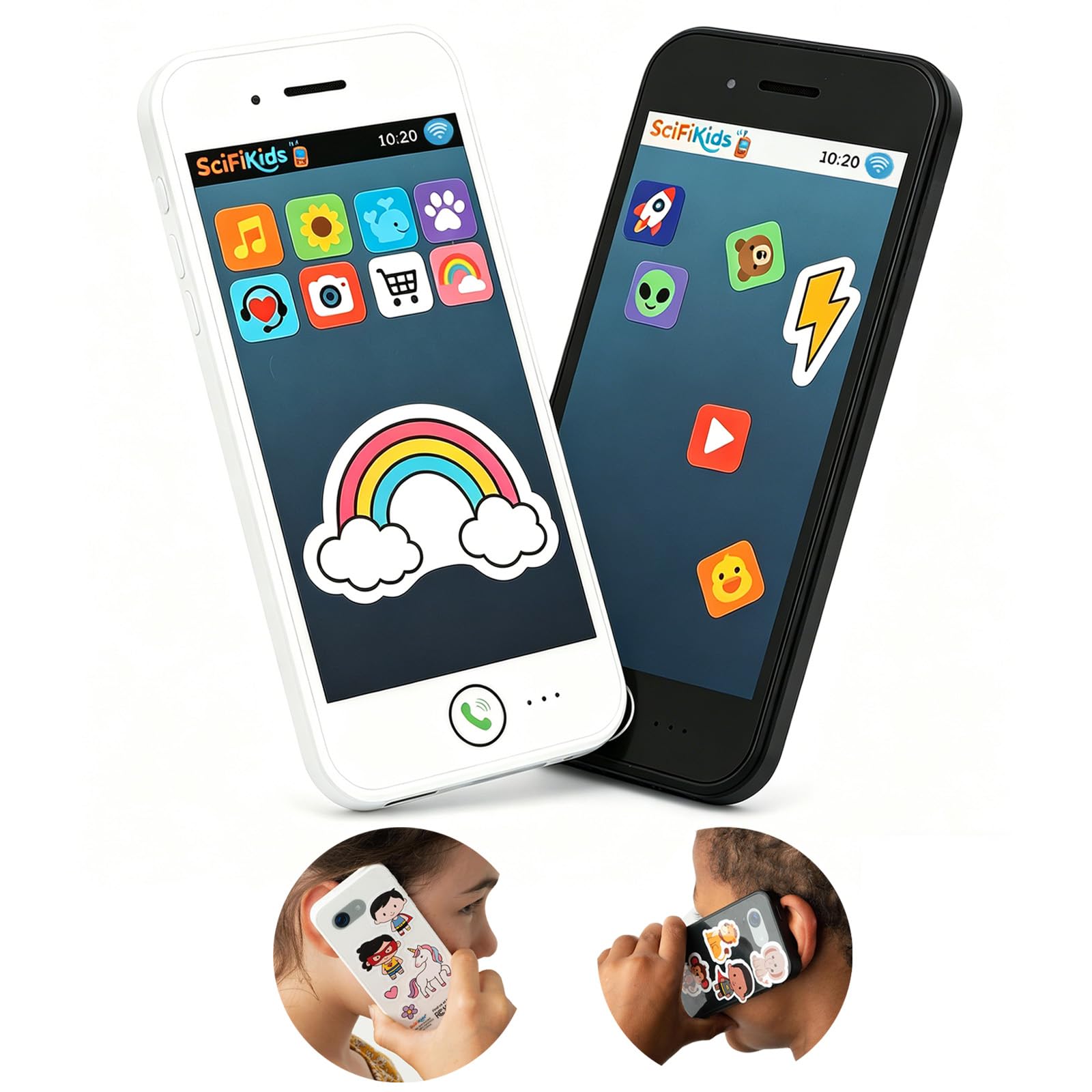 Toy Phone for Kids 2 Pack, Rechargeable Two-Way Voice Walkie Talkie Phones, One-Button Ta…