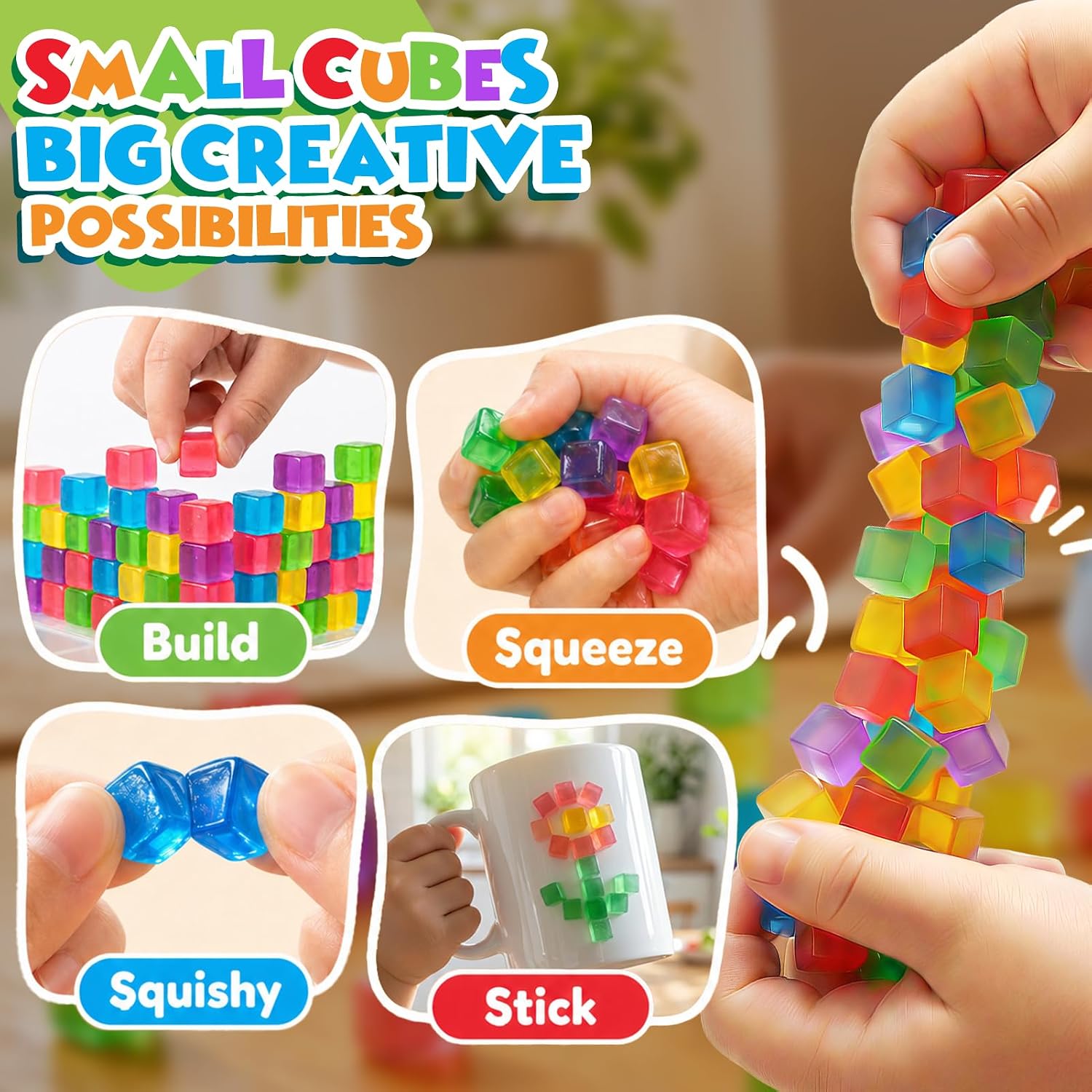 Lesong Mini Sticky Stacking Cubes Kids