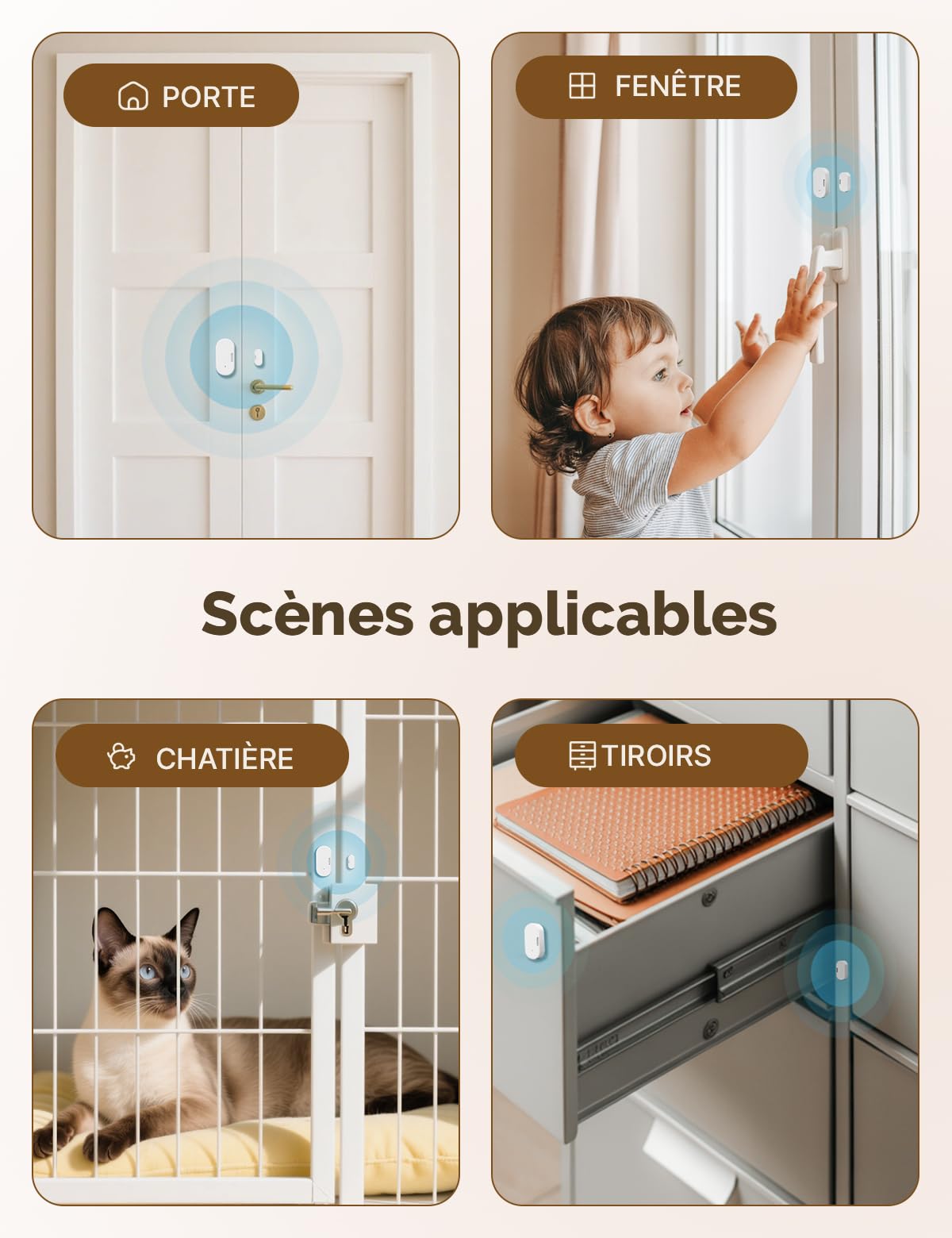 MOES Capteur de Porte et de Fenêtre Intelligent, Nécessite ZigBee Tuya Gateway, Détecteur lumière sans Fil pour Système d'alarme et Maison, Compatible avec Smart Life/MOES/Tuya, 3PCS