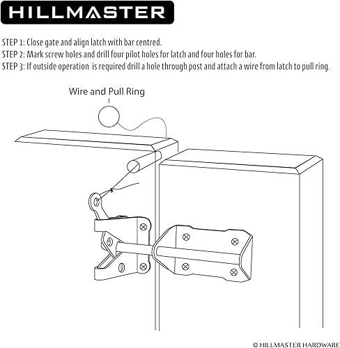 Miniatura 6 de Pestillo de puerta automático resistente para vallas de madera con cuerda de tracción, pestillos de puerta de gravedad autobloqueantes de 7.5