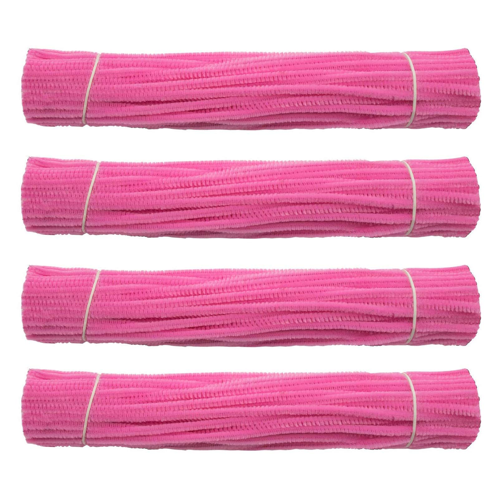 Waycreat 400 Pieces Pipe Cleaners Pink Chenille Stem for DIY Art Craft Decorations (6mm x 12 Inch), H:Pink,400PCS
