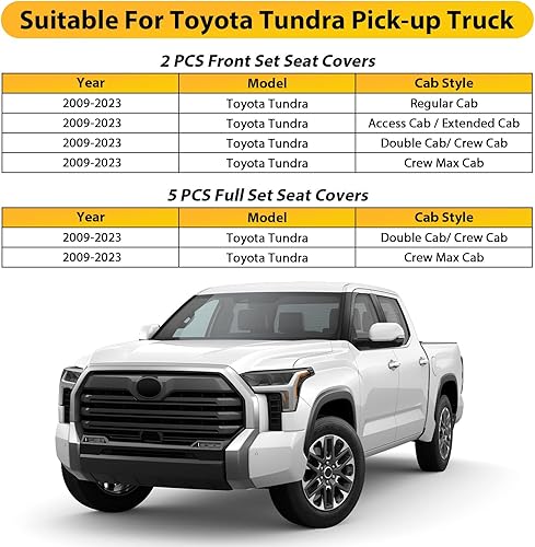 Miniatura 7 de Octomo Juego completo de fundas de asiento para Toyota Tundra CrewMax 2009-2023 Double Extended Cab SR5 Limited TRD Pro Platinum Tundrasine 1794