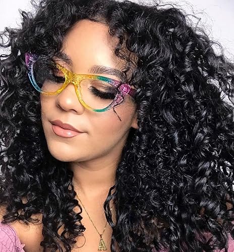 Miniatura 2 de Vooglam - Lentes de bloqueo de luz azul multicolor para mujer, diseño de ojo de gato, diseño de unicornio, arcoíris, antifatiga ocular y UV