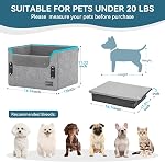 PETSFIT Sièges de voiture pour chiens pour petits chiens, siège de voiture de booster de chien breveté, siège pour voiture de chat avec ceinture de sécurité, adapté pour les petits animaux jusqu'à 25lbs (Gris)