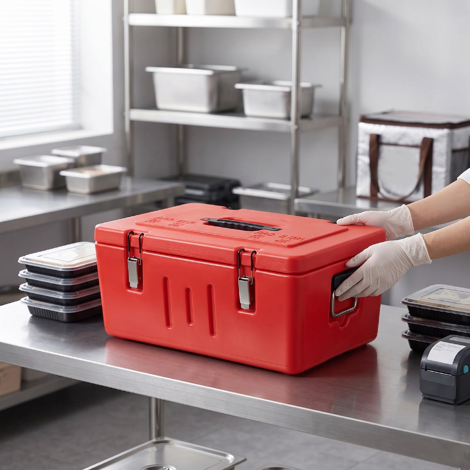 Scatola Isolata Alimentare Acciaio Inox Mantiene Caldo 3H Freddo | Guscio Pp Spesso Isolazione Schiuma Pu per Gestori di Mense Cucine di Ristoranti Eventi Catering Buffet Coperchio con