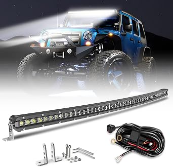 CO LIGHT 50 Inch Curved LED Light Bar - Slim Single Row Design 25920LM Off-Road ATV Truck Tractor UTV Marine - Flood Beam Behind Grille Mount with Wiring Harness