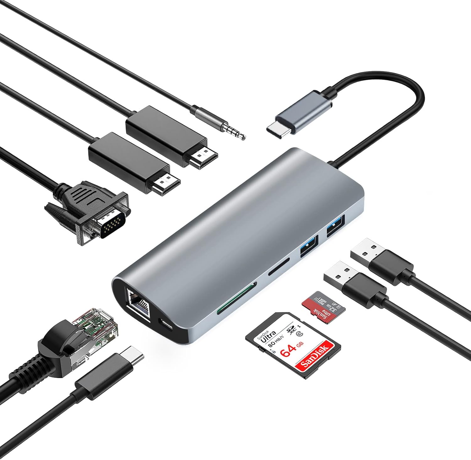 Docking Station USB C Laptop Docking Stations, 10 in 1