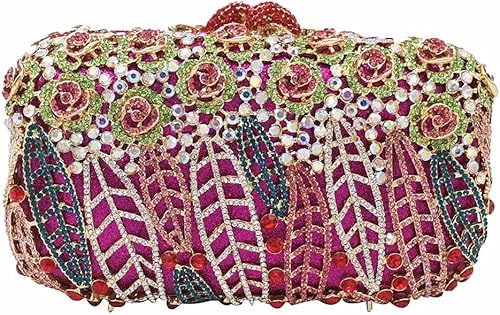 Boutique De FGG Bolso de mano de flores para mujer, bolso de mano de cristal para mujer, bolsos de noche formales con diamantes de imitación para