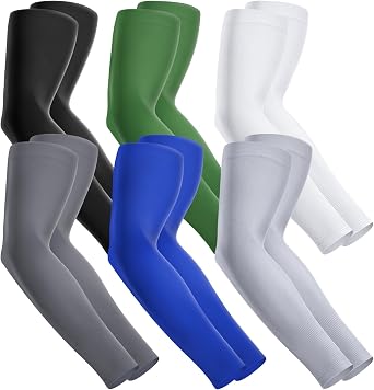 Fivali Arm Sleeves for Men Women 6 Pairs Cooling UV Sun Protection Arm Compression Sleeve