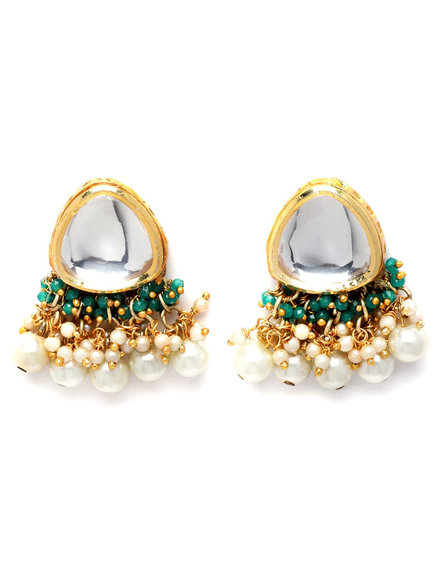 Karatcart Gold Plated Green Crystal and Pearl Studded Polki Kundan Stud Earrings for Women (B0BHWW64SJ) Amazon Price History, Amazon Price Tracker