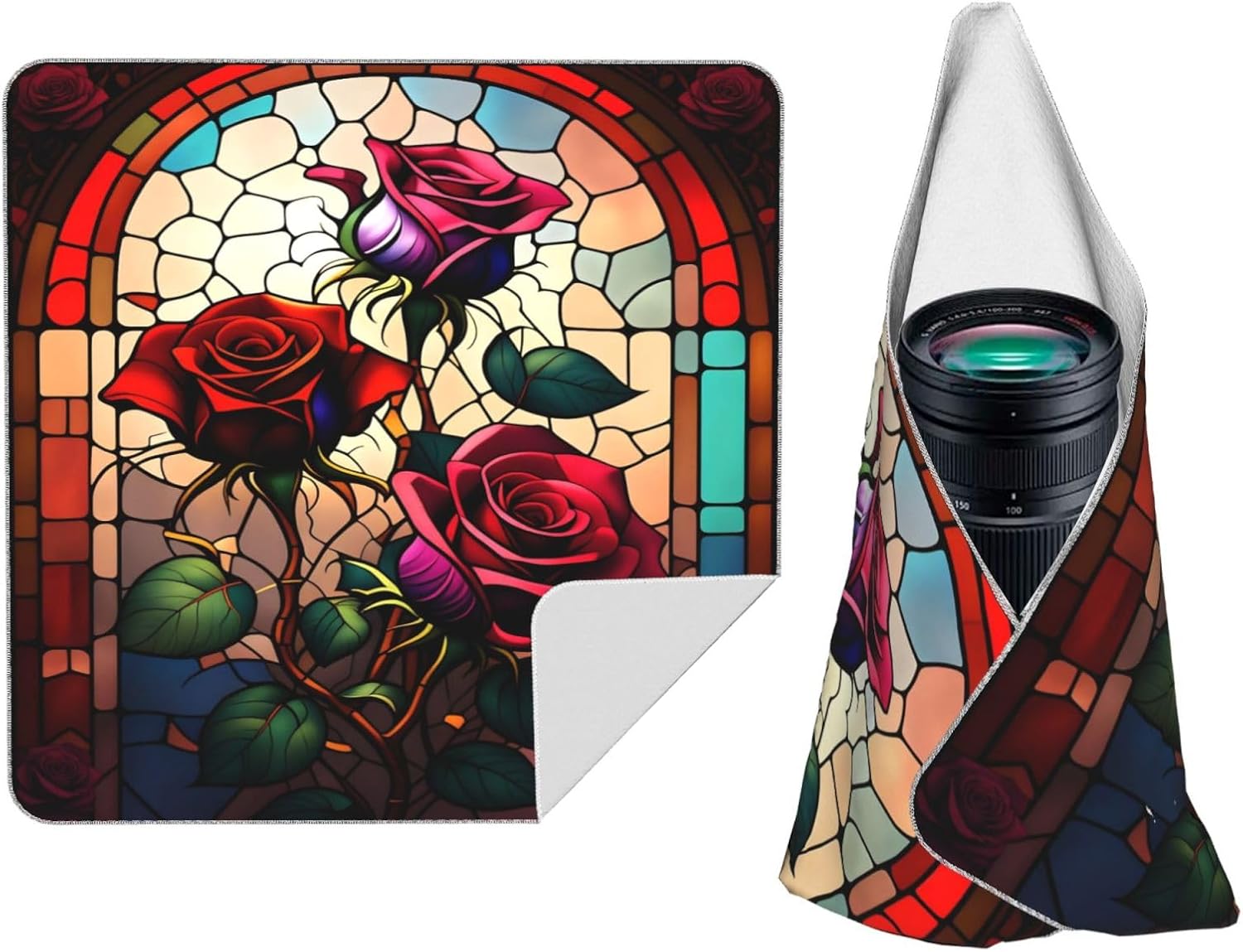 Stained Glass Roses Magic Self-Adhesive Cloth 14"x14"