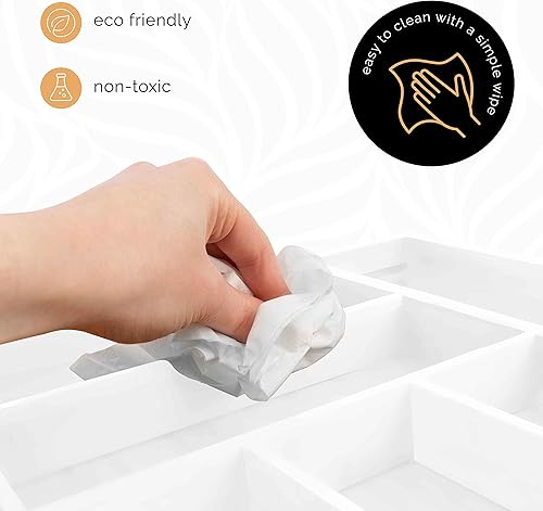 Miniatura 6 de Organizador de cajones de cocina de bambú ajusta fácilmente el ancho de la bandeja de madera al tamaño del cajón, lo suficientemente profundo como