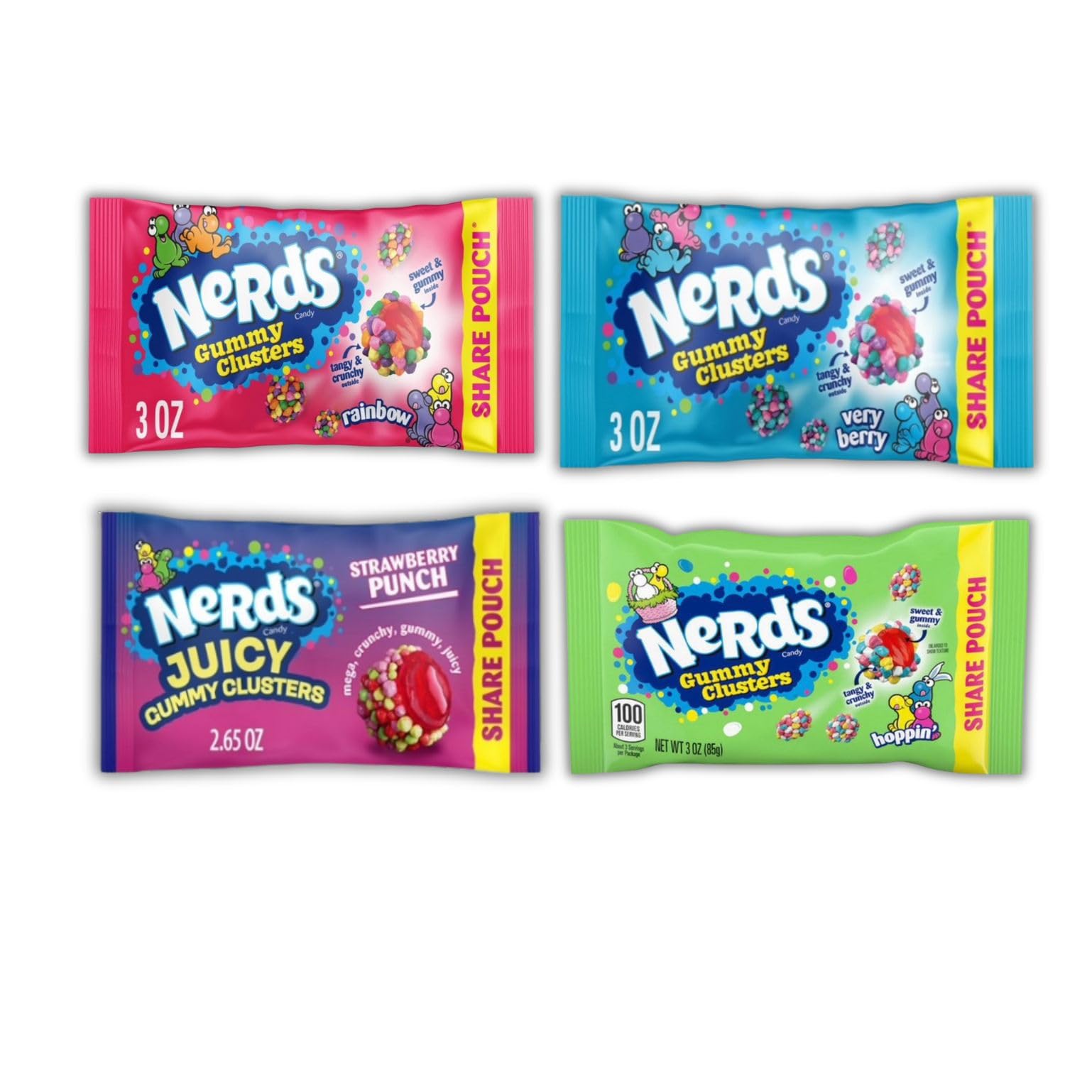 The Bundl'd Bunch Company Nerds Gummy Clusters Holiday Bundle - (Rainbow, Very Berry, and more) - Crunchy + Gummy Texture Candy Bundle (Holiday Bundle) + Bonus Snack Box