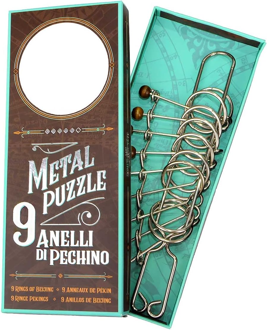Logica Games Art. 9 Rings of Peking - Metal Puzzle - Incredible Difficulty 5/6 - Traveler Series