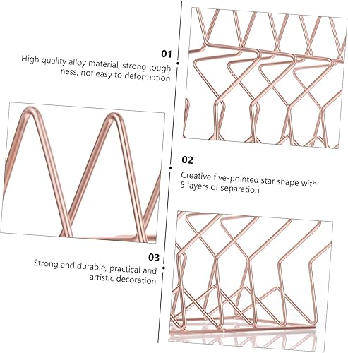 Miniatura 7 de Cabilock Unique Iron Star Book Holding Rack Pequeño Estantería Ornamento para Oficina en Casa Oro Rosa