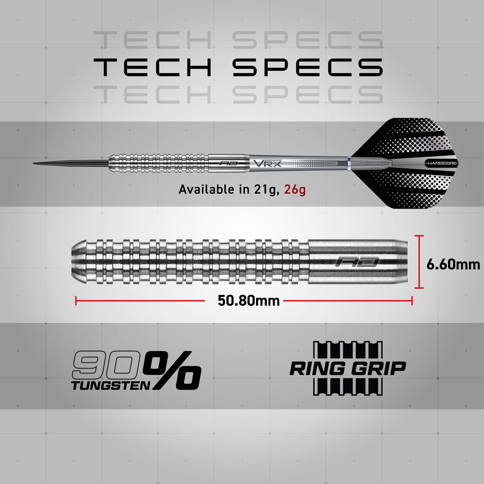 RED DRAGON Rebels Darts Set 21g, 23g, 24, 25g oder 26g Tungsten Steel Tip Darts Set mit Flights und Schäfte