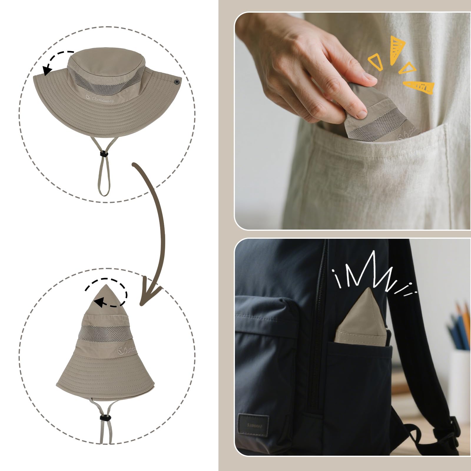 Durio Sombrero para el sol para niños, protección UV, gorro con correa para la barbilla, sombrero de pescador para niños, transpirable, protección solar, sombrero de algodón para niños de 4 a 12 años