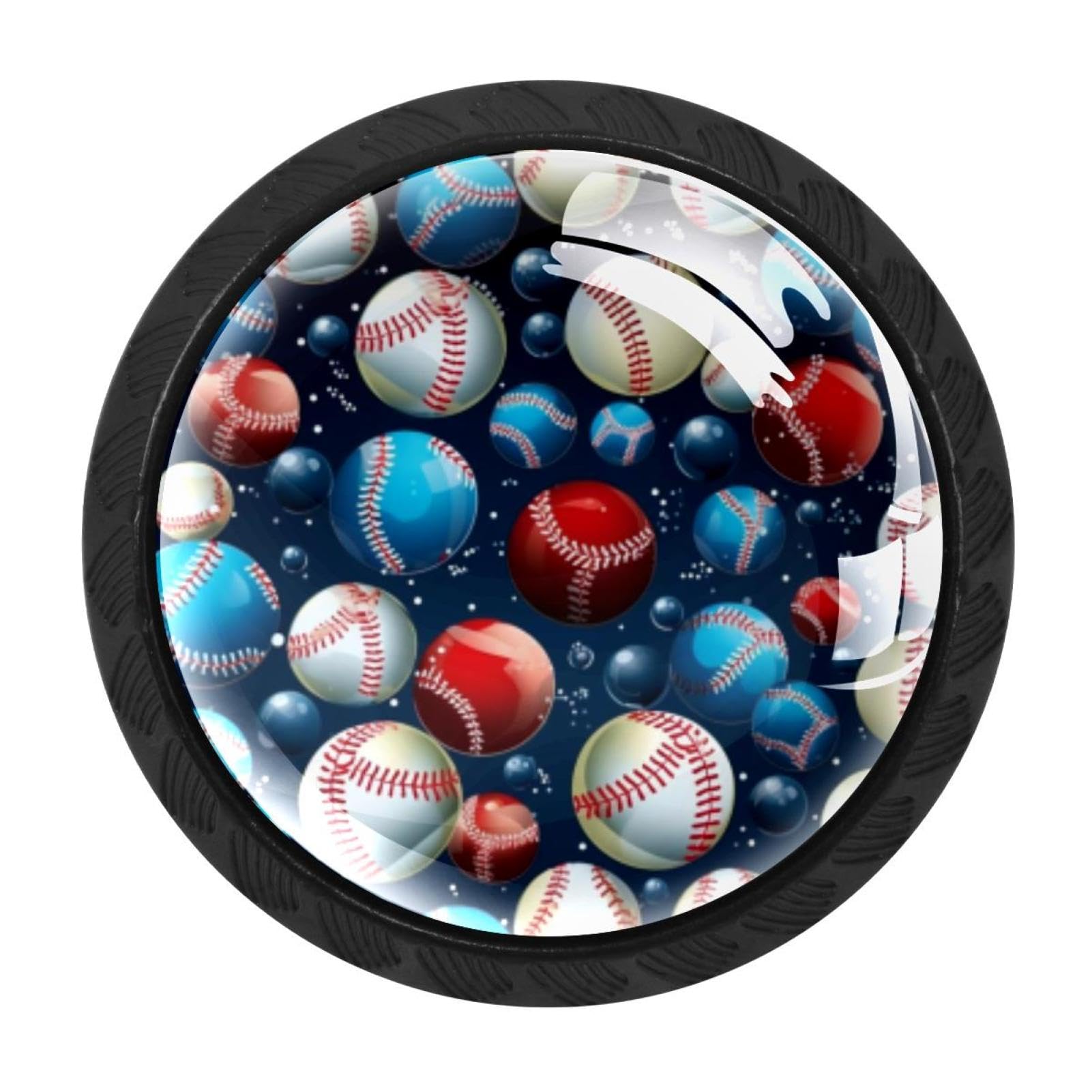 Chenzzzz Multicolored 09 4 Pieces Round Cabinet Knobs Baseball Dresser Knobs Pulls Handles With Screws For Drawer Pulls Handles Knobs Door Knobs